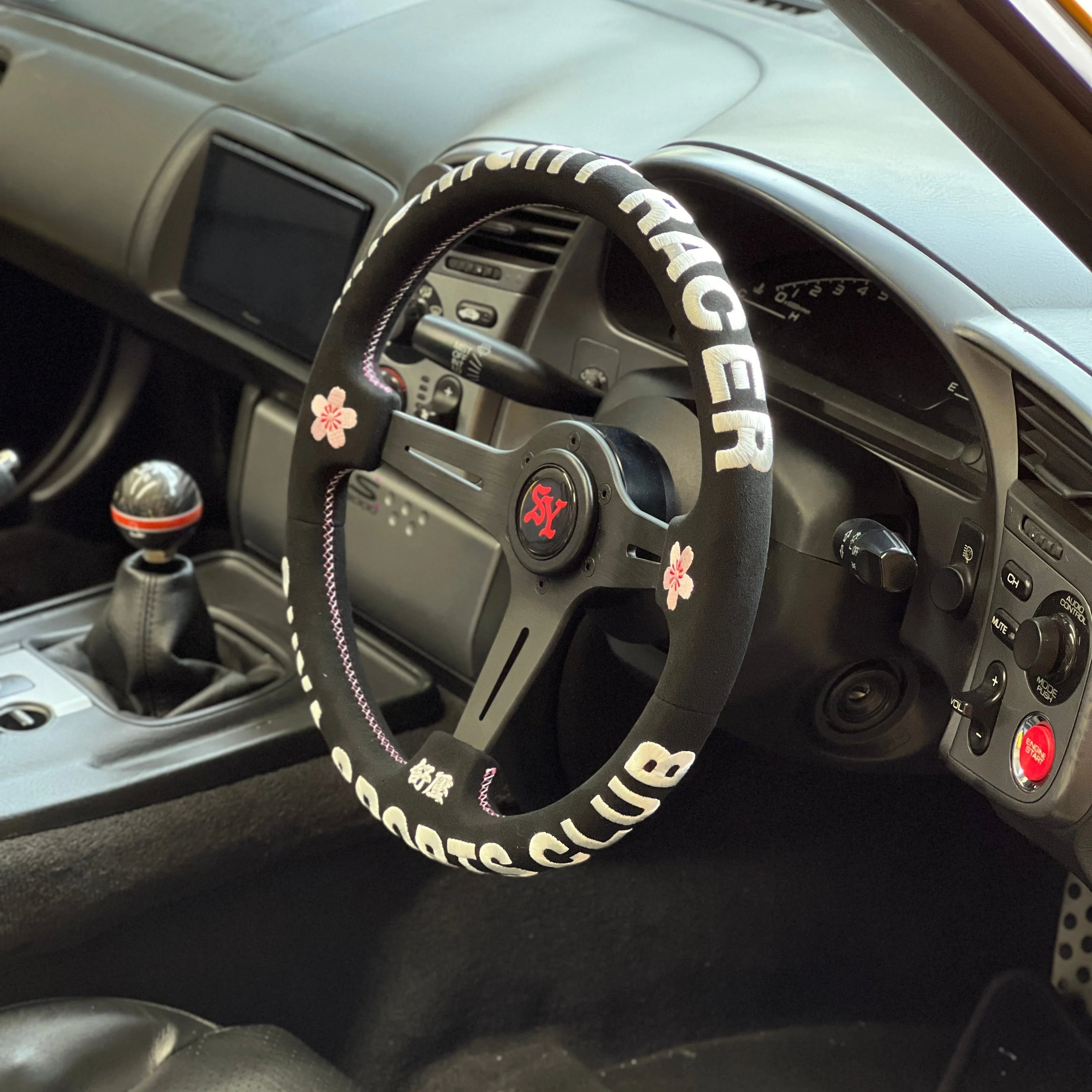 SUYA Steering - Premium Suede Racing Steering Wheel with Horn Button - "Midnight Racer" - Image 3