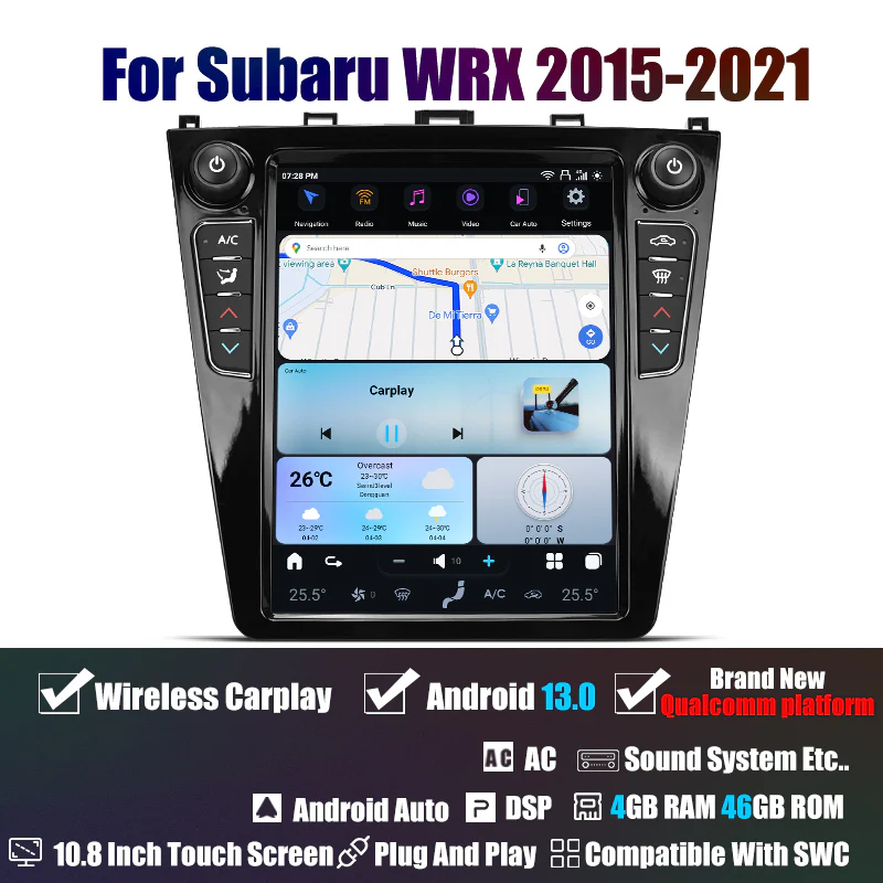 Automodellista Tesla Android 13 10.8″ Car Multimedia - Subaru VA WRX / STi [2015-2021] - Image 5