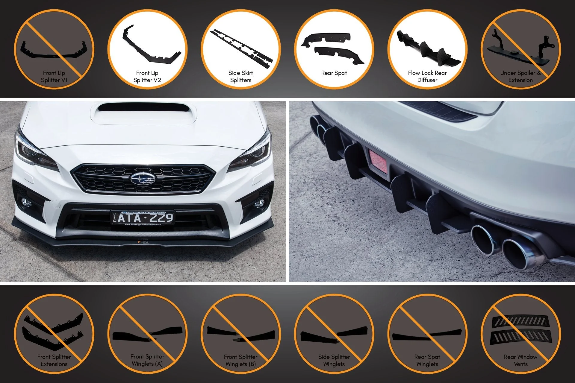 Flow Designs Subaru VA WRX/STi [2014-2021] Full Lip Splitter Set - Image 11