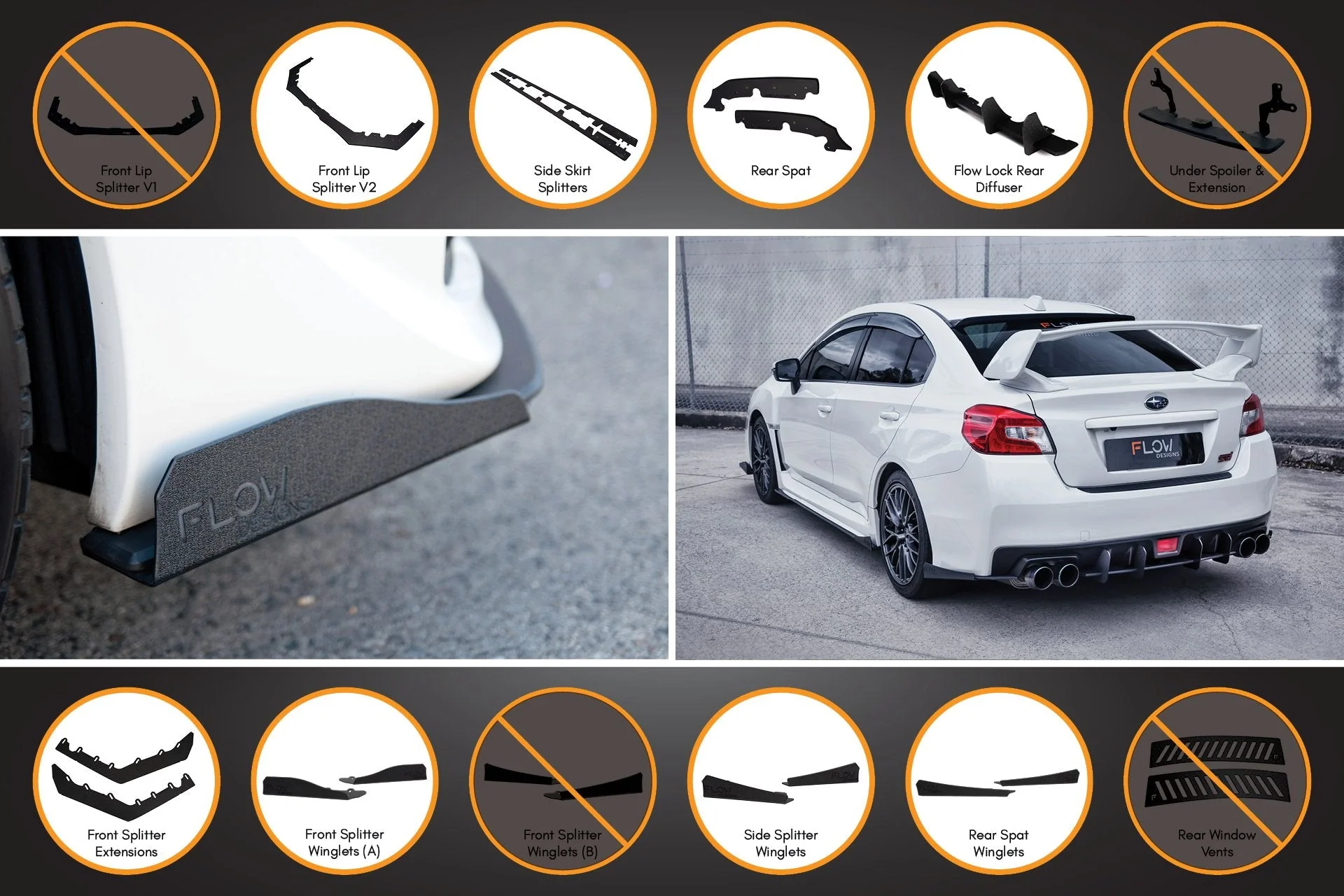 Flow Designs Subaru VA WRX/STi [2014-2021] Full Lip Splitter Set - Image 13