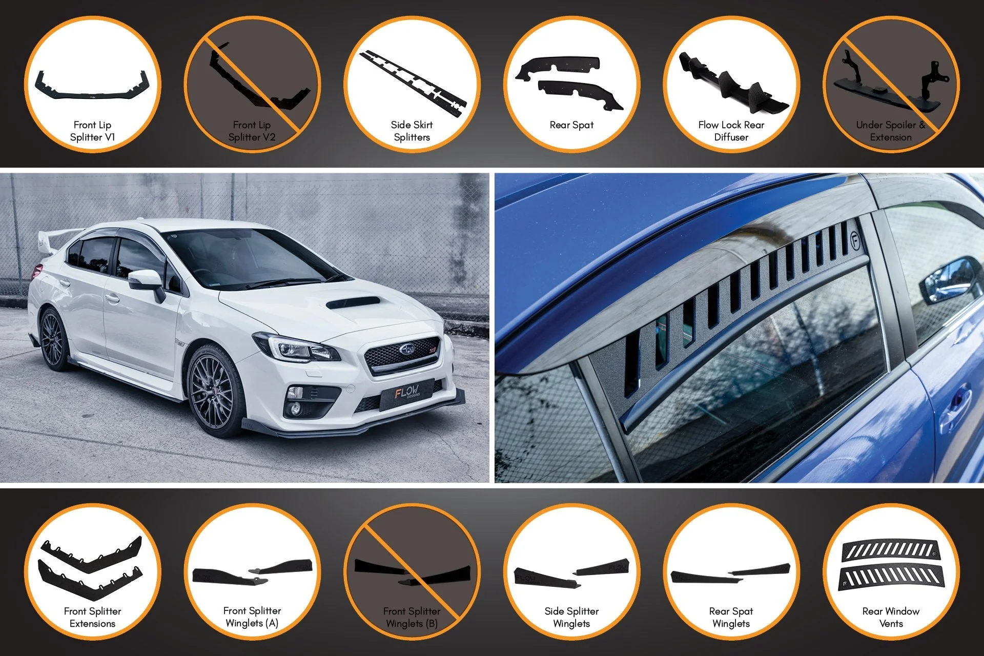 Flow Designs Subaru VA WRX/STi [2014-2021] Full Lip Splitter Set - Image 8