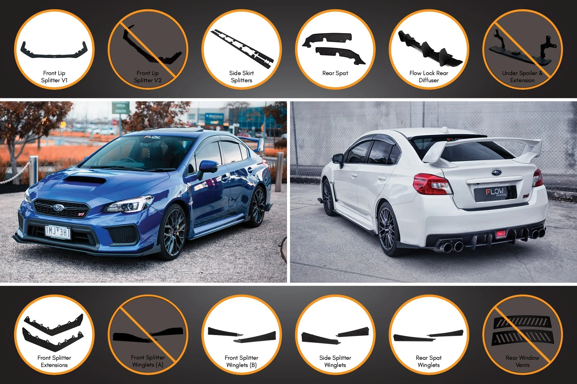 Flow Designs Subaru VA WRX/STi [2014-2021] Full Lip Splitter Set - Image 9