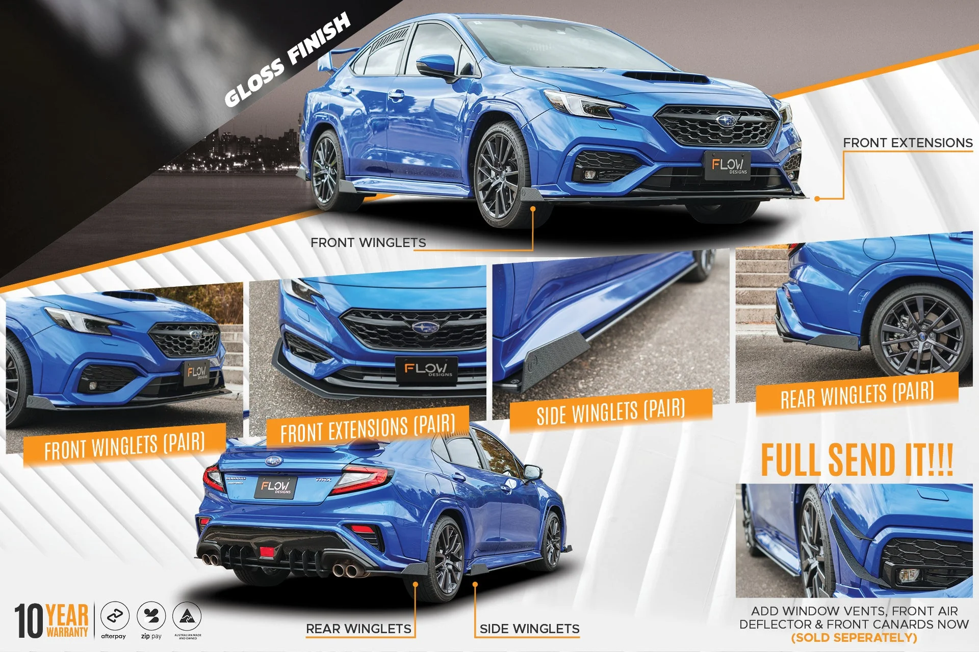 Flow Designs Subaru VB WRX 2022+ Full Lip Splitter Set - Image 3